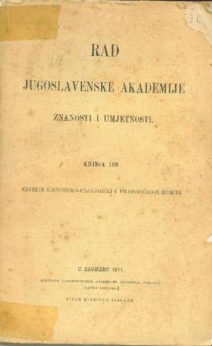 Rad jugoslavenske akademije znanosti i umjetnosti - knjiga 189 Skupina Autora meki uvez