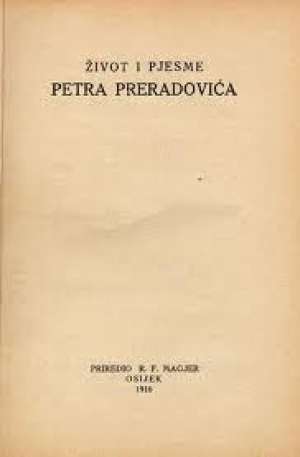 život i pjesme/priredio r. f. magjer Preradović Petar meki uvez
