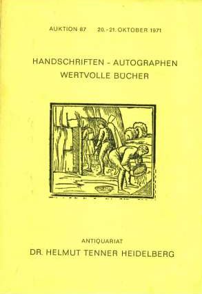 Handschriften autographen wertvolle bucher Helmut Tenner Heidelberg meki uvez