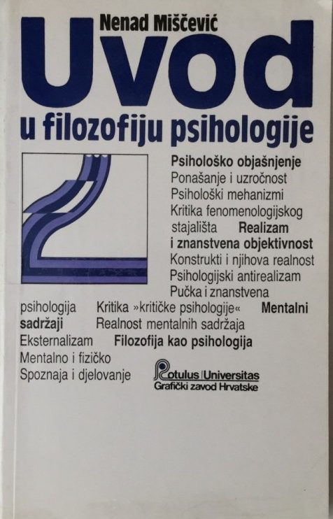 Uvod u filozofiju psihologije Nenad Miščević meki uvez