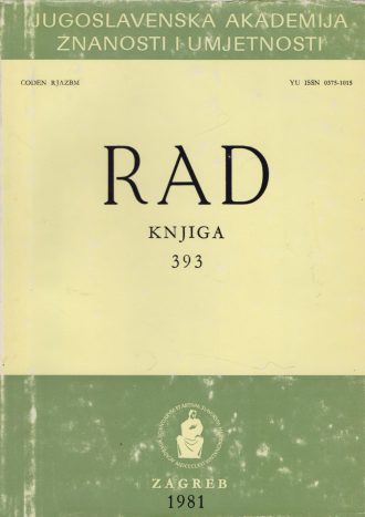 Rad jugoslavenske akademije znanosti i umjetnosti - knjiga 393 Skupina Autora tvrdi uvez
